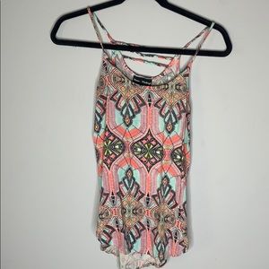 Mason + Mackenzie pink printed tank coral teal M